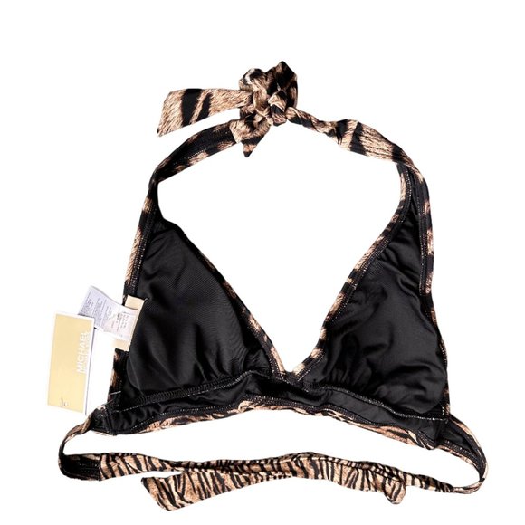 NWT MICHAEL MICHAEL KORS TIGER PRINTED HALTER BIKINI TOP - Picture 6 of 6